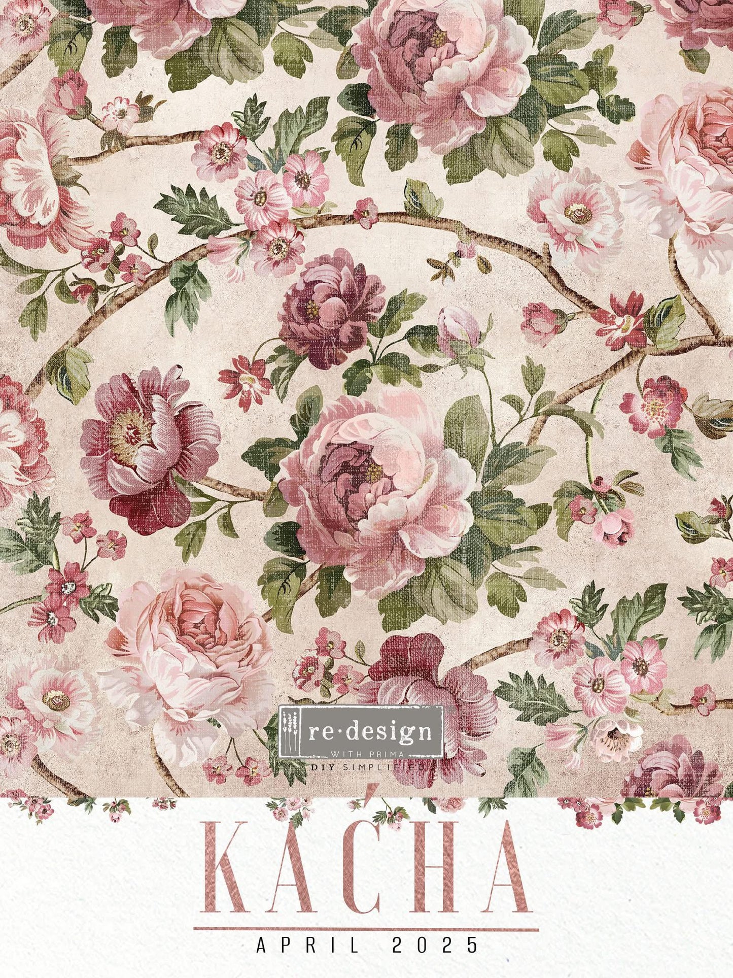 Decoupage Tissue Paper - Chasing Petals | Kacha | 19.5”x30” | Redesign with Prima