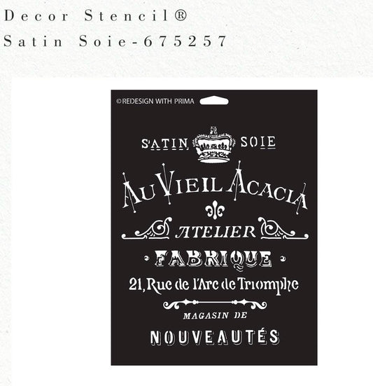 Decor Stencils® - Satin Soie | 1 pc-9”x12” | Redesign with Prima