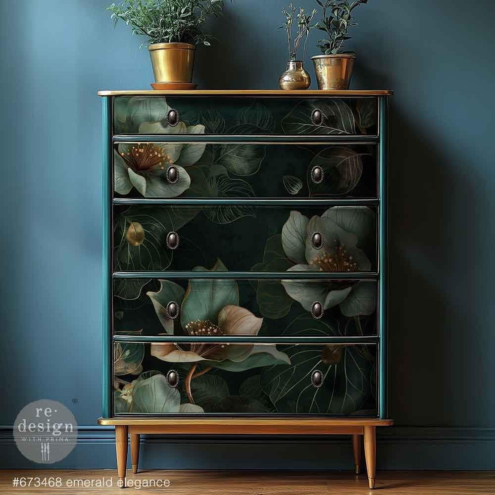 A1 Decoupage Fiber - Emerald Elegance | 1 sheet, 23.4 x 33.1” | Redesign with Prima