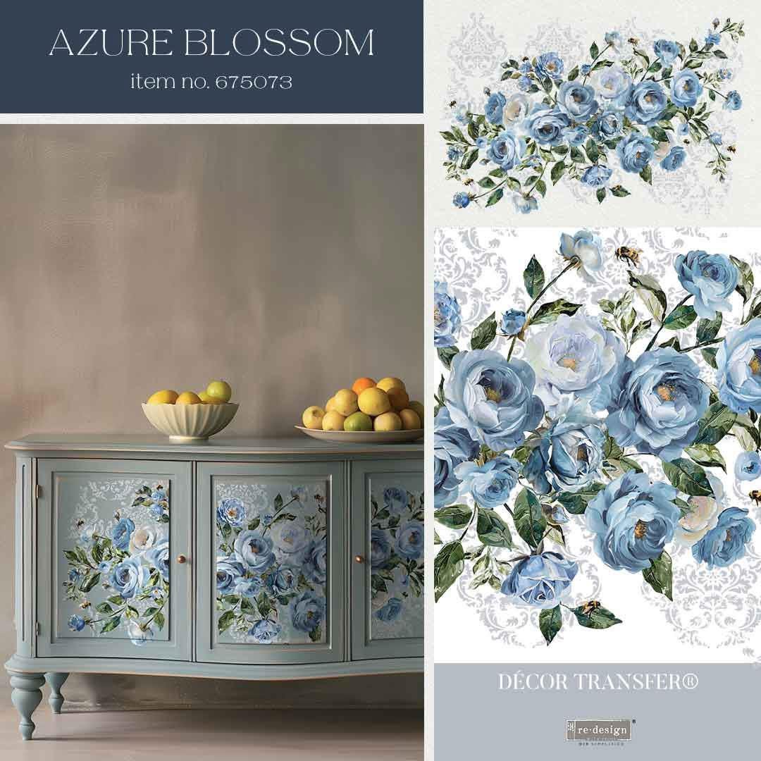 Large Decor Transfers® - Azure Blossom |4 sheets, 24”x35” | Redesign with Prima®