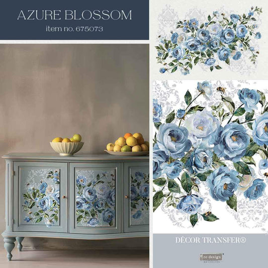 Large Decor Transfers® - Azure Blossom |4 sheets, 24”x35” | Redesign with Prima®