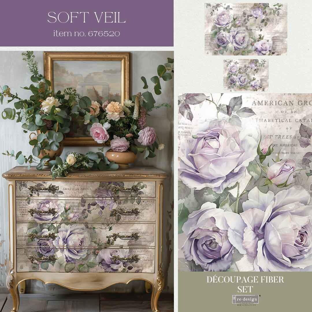 Double Delight Decoupage Fiber Set - Soft Veil | 1-19x30”+1-11.7x16.5” | Redesign with Prima®