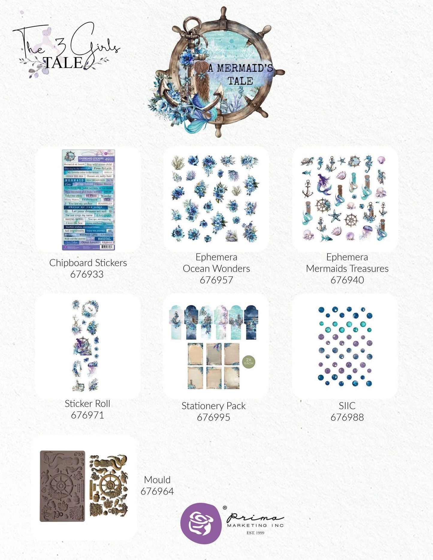 A Mermaid’s Tale Collection Journaling Cards, 3”x4”, 45 pc | Prima Marketing Inc