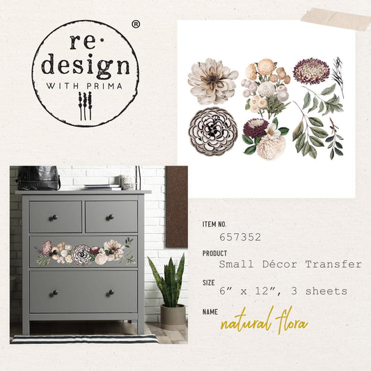Mini Decor Transfers® - Natural Flora | 6"x12"-3 sheets | Redesign with Prima