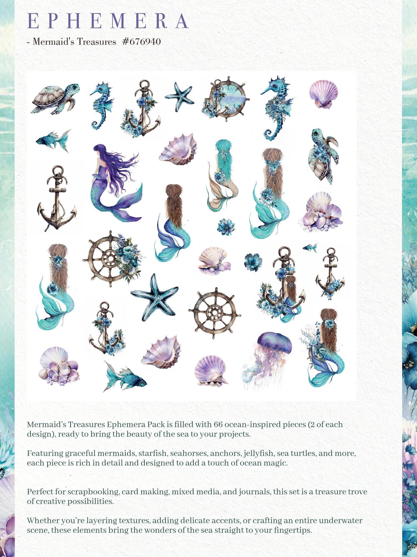 A Mermaid's Tale Collection Ephemera - Ocean Wonders | 54 pcs |  Prima Marketing Inc.