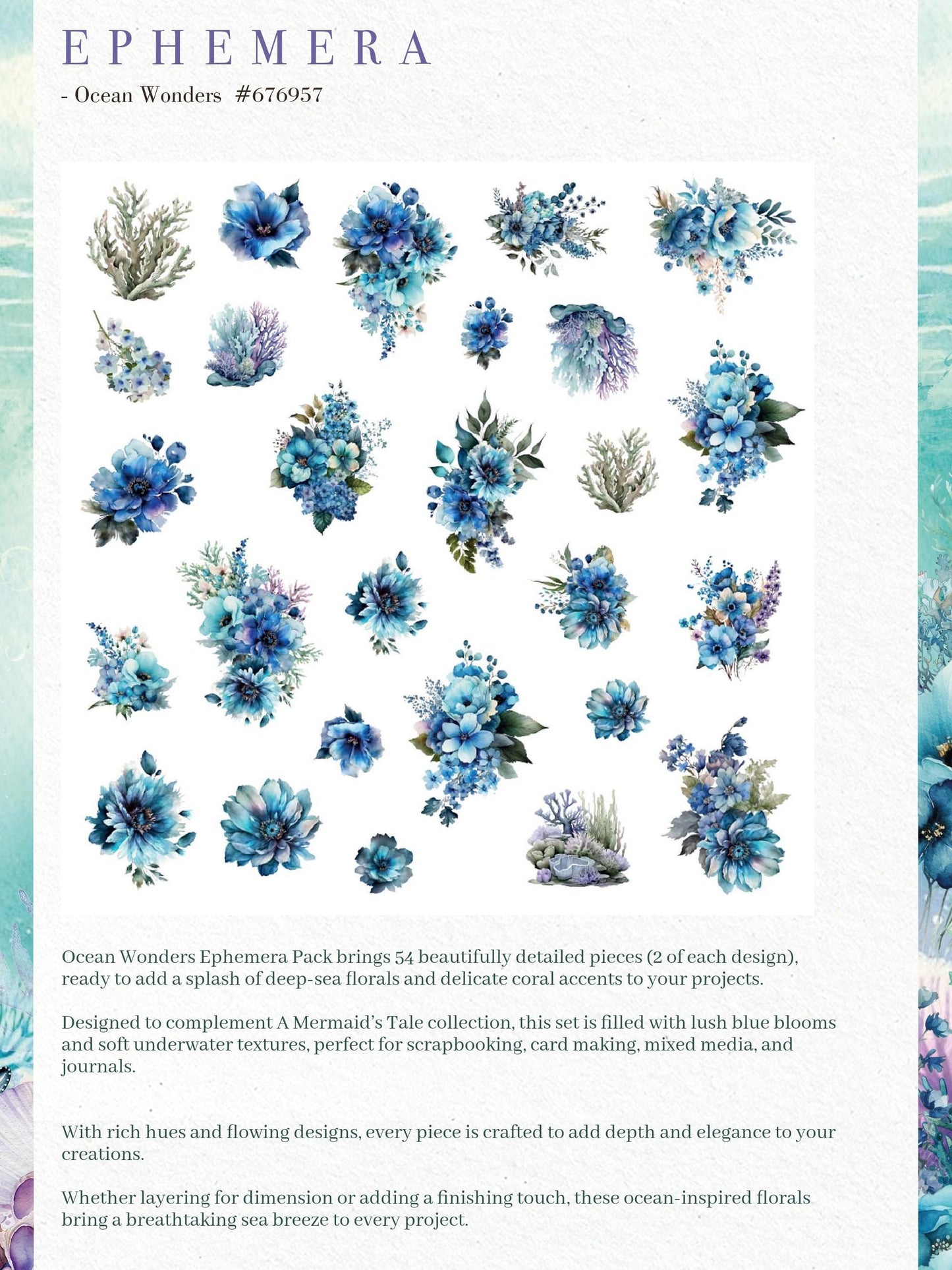 A Mermaid's Tale Collection Ephemera - Ocean Wonders | 54 pcs |  Prima Marketing Inc.