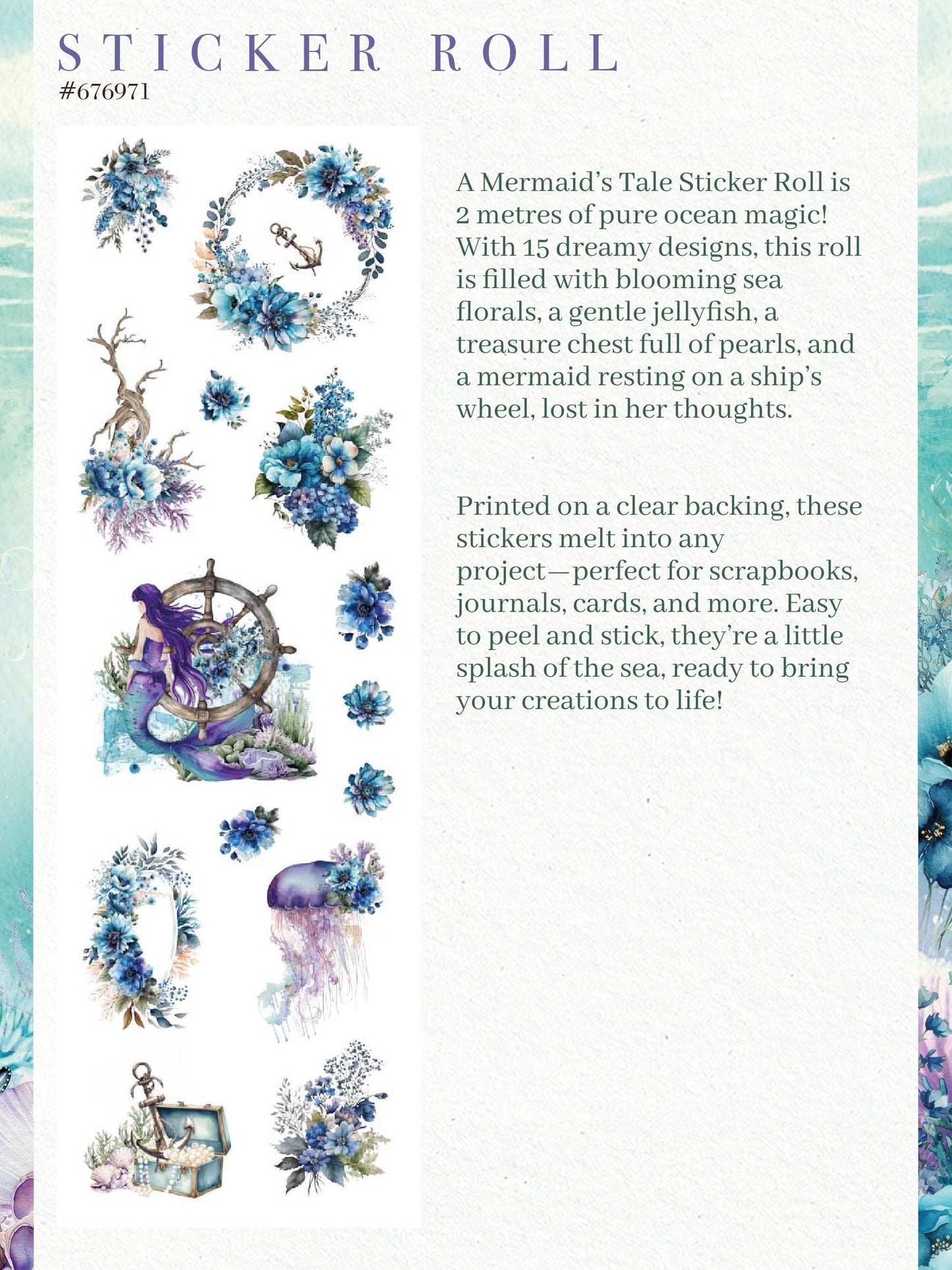 A Mermaid's Tale Collection Sticker Roll | 2 meters | Prima Marketing Inc.