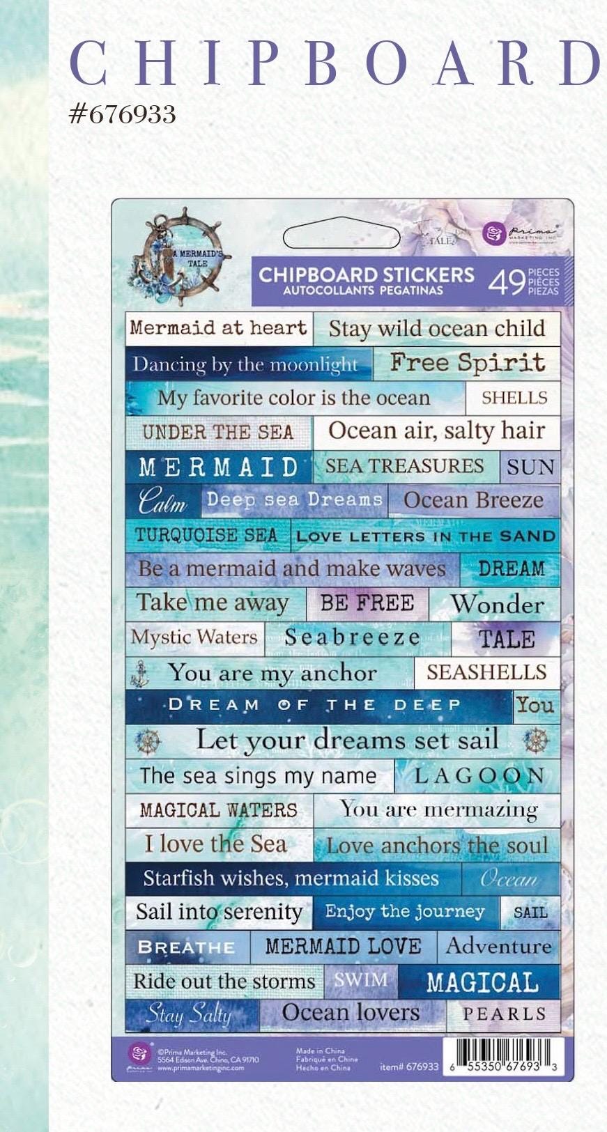 A Mermaid's Tale Collection Chipboard Stickers, 49pcs |  Prima Marketing Inc.