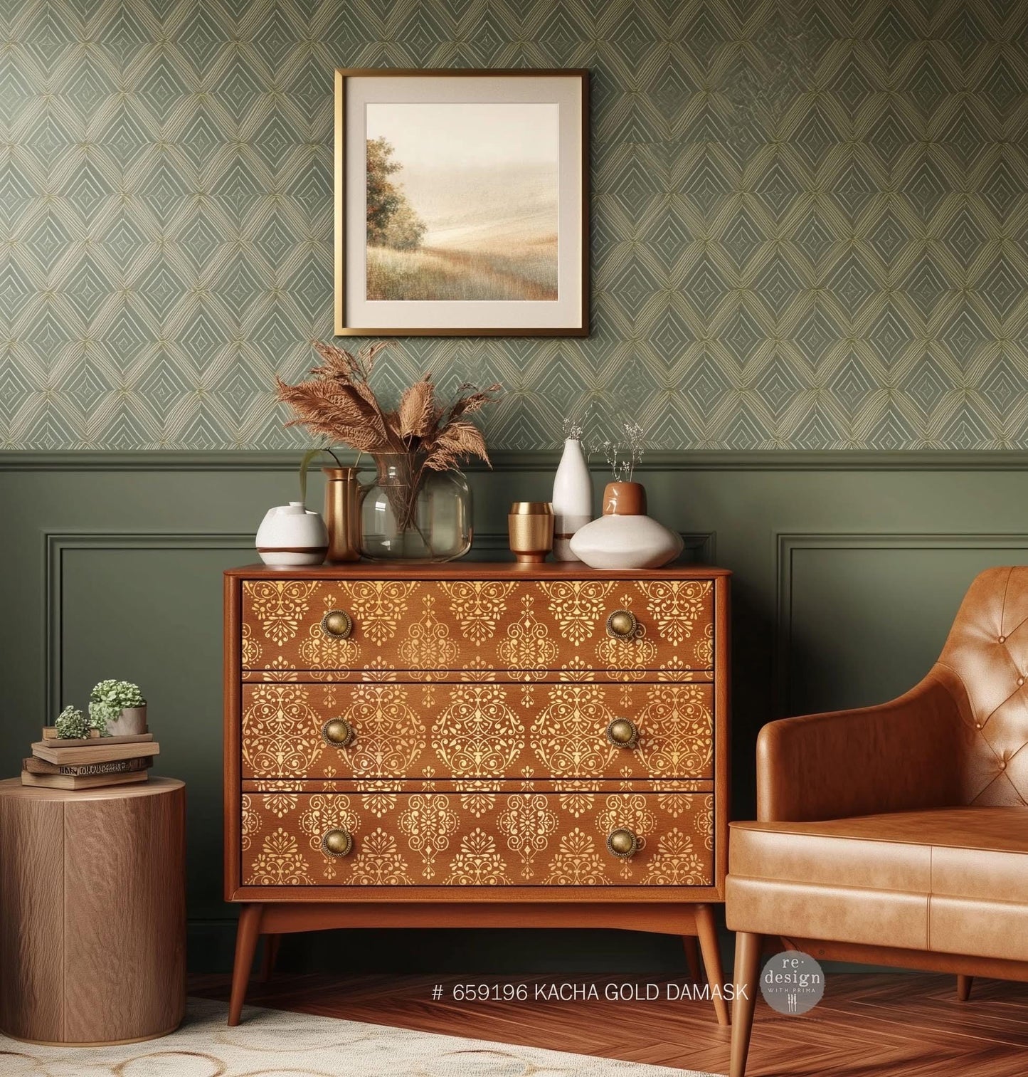 Large Decor Transfers® - Golden Damask | Kacha | 24”x35" | Redesign with Prima