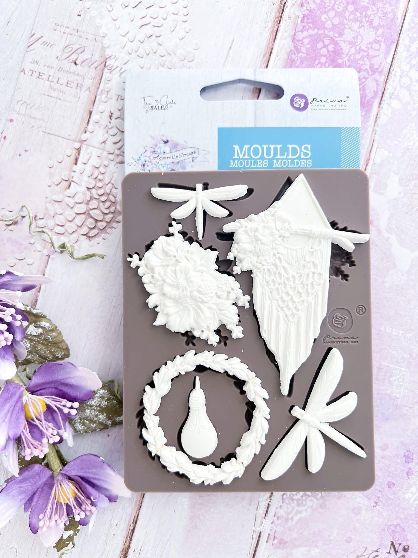Aquarelle Dreams Mini Decor Mould® | 3.5”x4.5” mould | Three Girls Tale | Prima Marketing Inc
