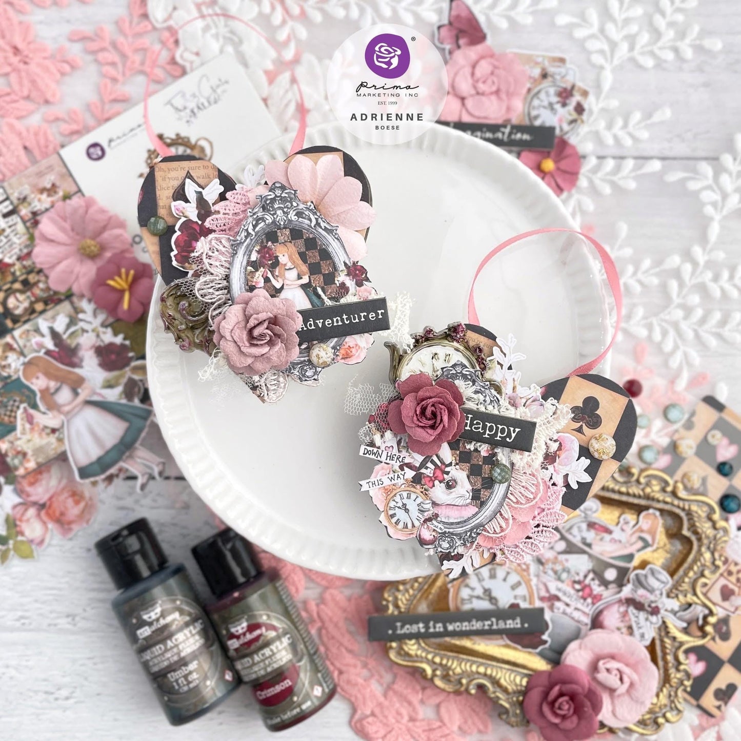 Lost in Wonderland Collection Flowers - Timeless Tales, 9 pcs | Three Girls Tale | Prima Marketing Inc
