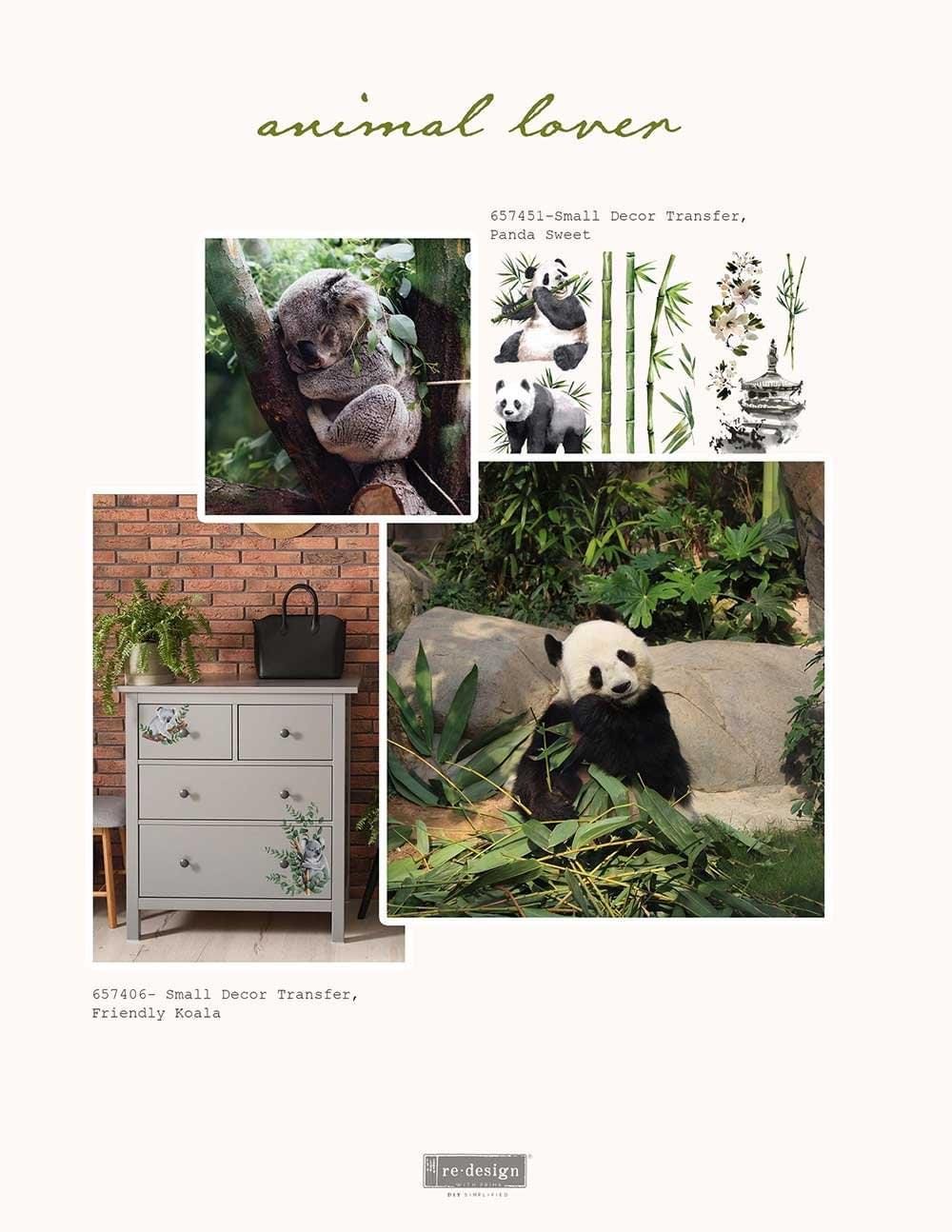 Mini Decor Transfers® - Panda Sweet | 3 sheets, 6”x12” | Redesign with Prima
