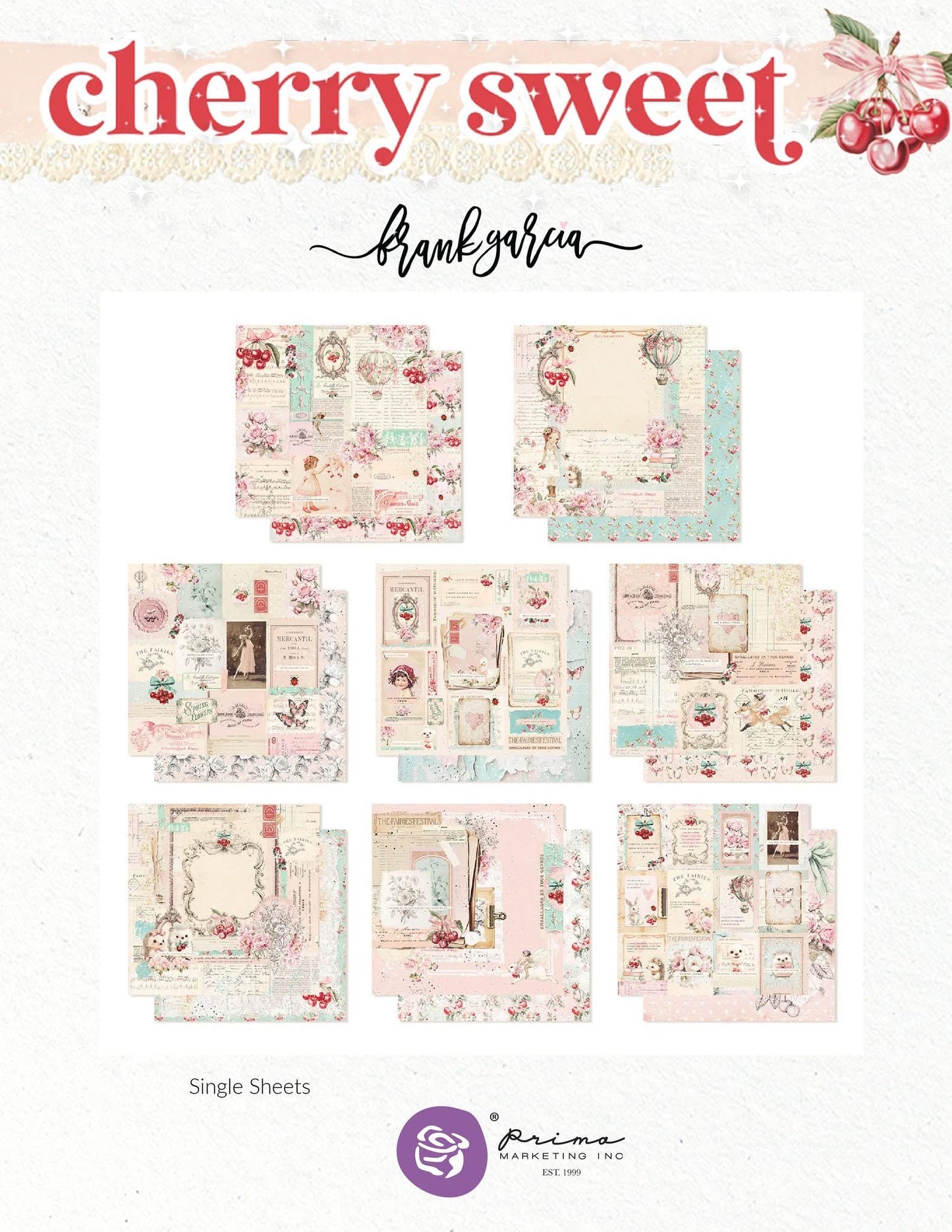 Cherry Sweet Collection 12x12 Scrapbook Sheet – All I See is You | Frank Garcia | Prima Marketing Inc