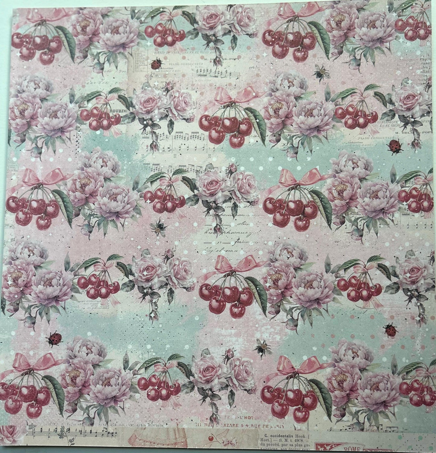 Cherry Sweet Collection Scrapbook Paper, 12”x12” - No Other Place | Frank Garcia | Prima Marketing Inc