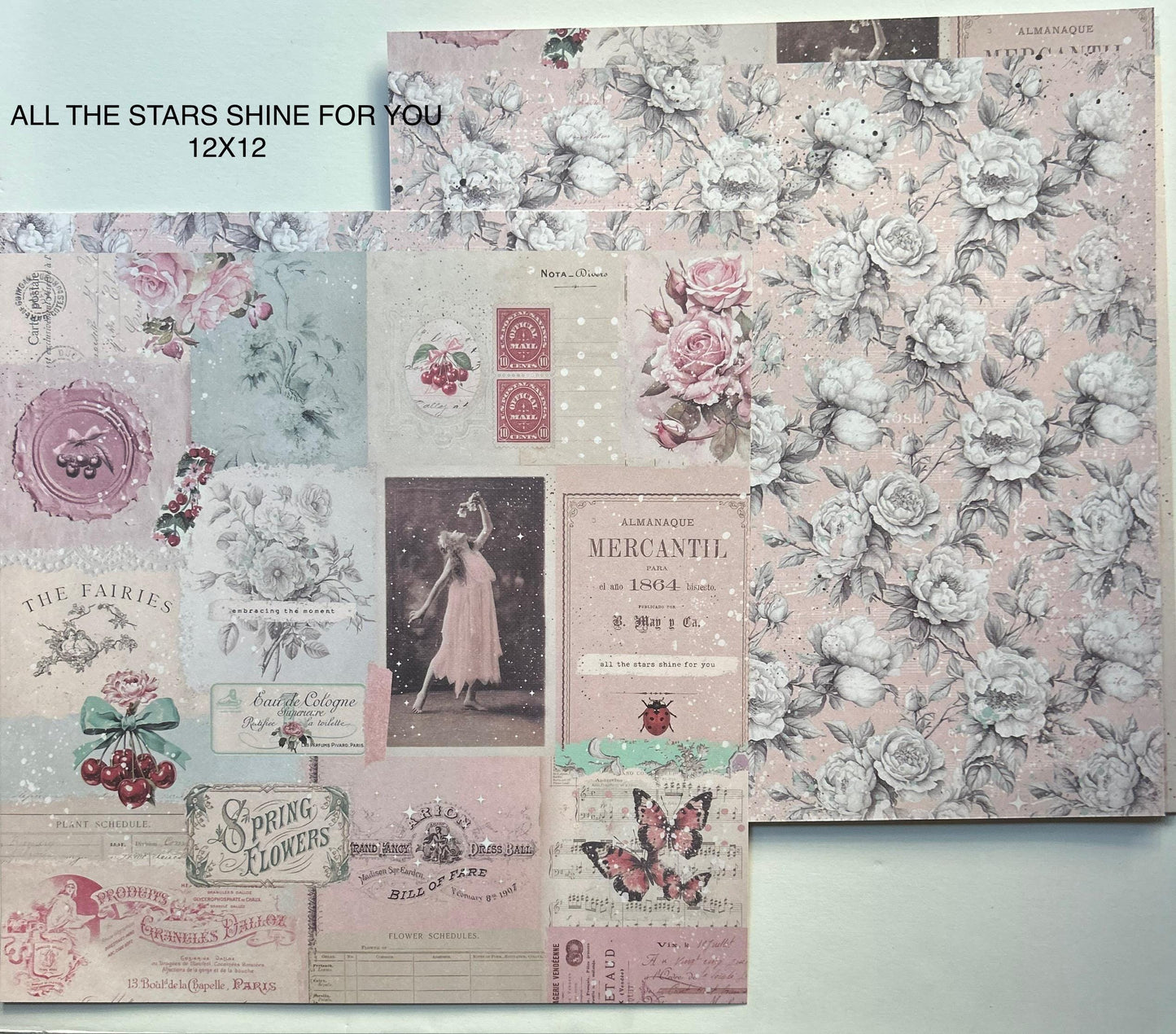Cherry Sweet Collection Scrapbook Paper, 12 x 12 | All the Stars Shine for You | Frank Garcia | Prima Marketing Inc