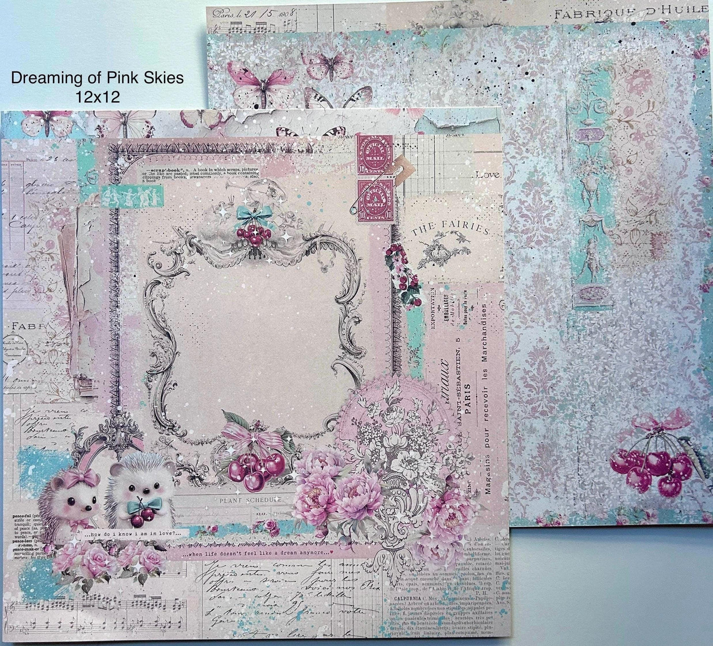 Cherry Sweet Collection Scrapbook Paper, 12”x12” | Dreaming of Pink Skies | Frank Garcia | Prima Marketing Inc