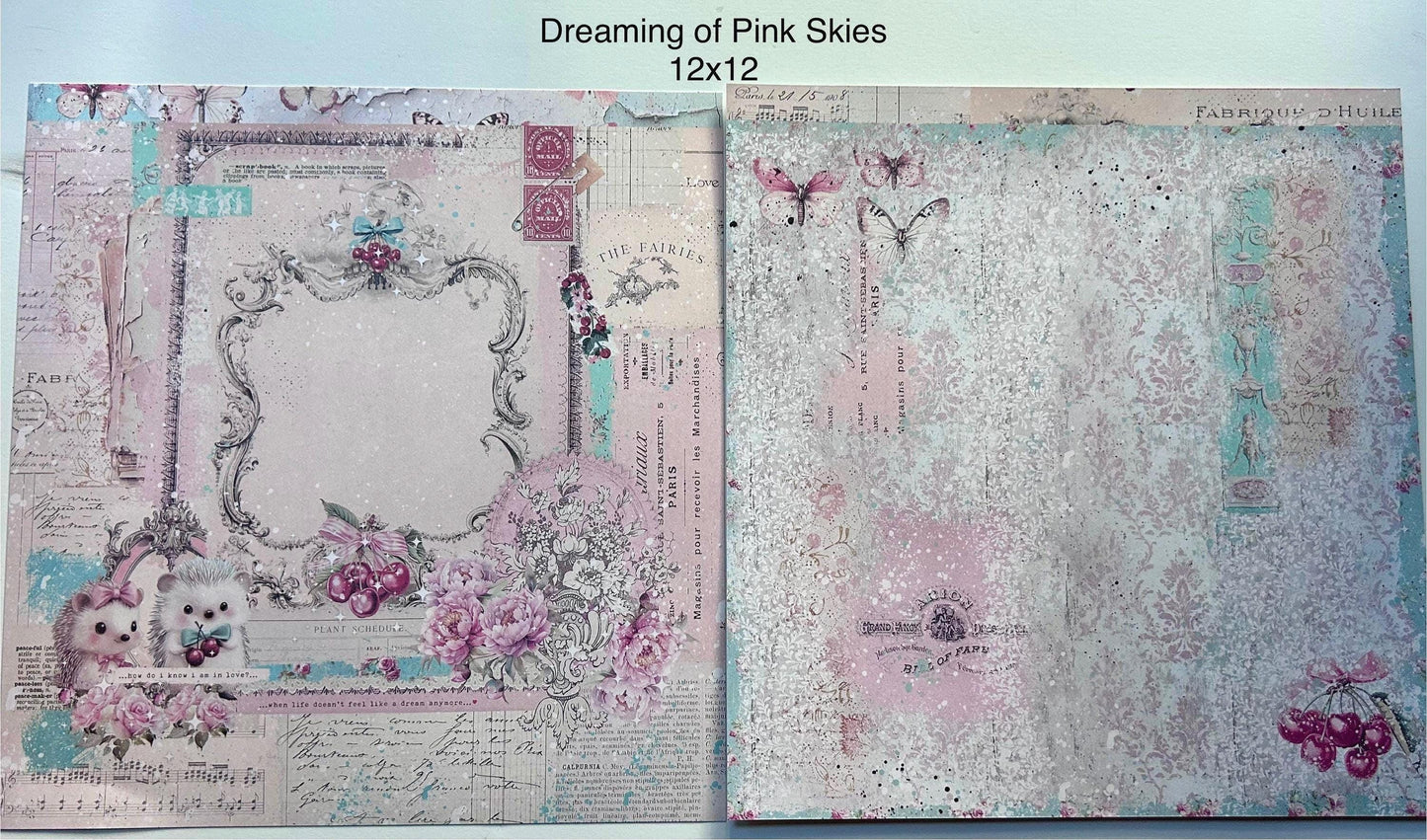 Cherry Sweet Collection Scrapbook Paper, 12”x12” | Dreaming of Pink Skies | Frank Garcia | Prima Marketing Inc