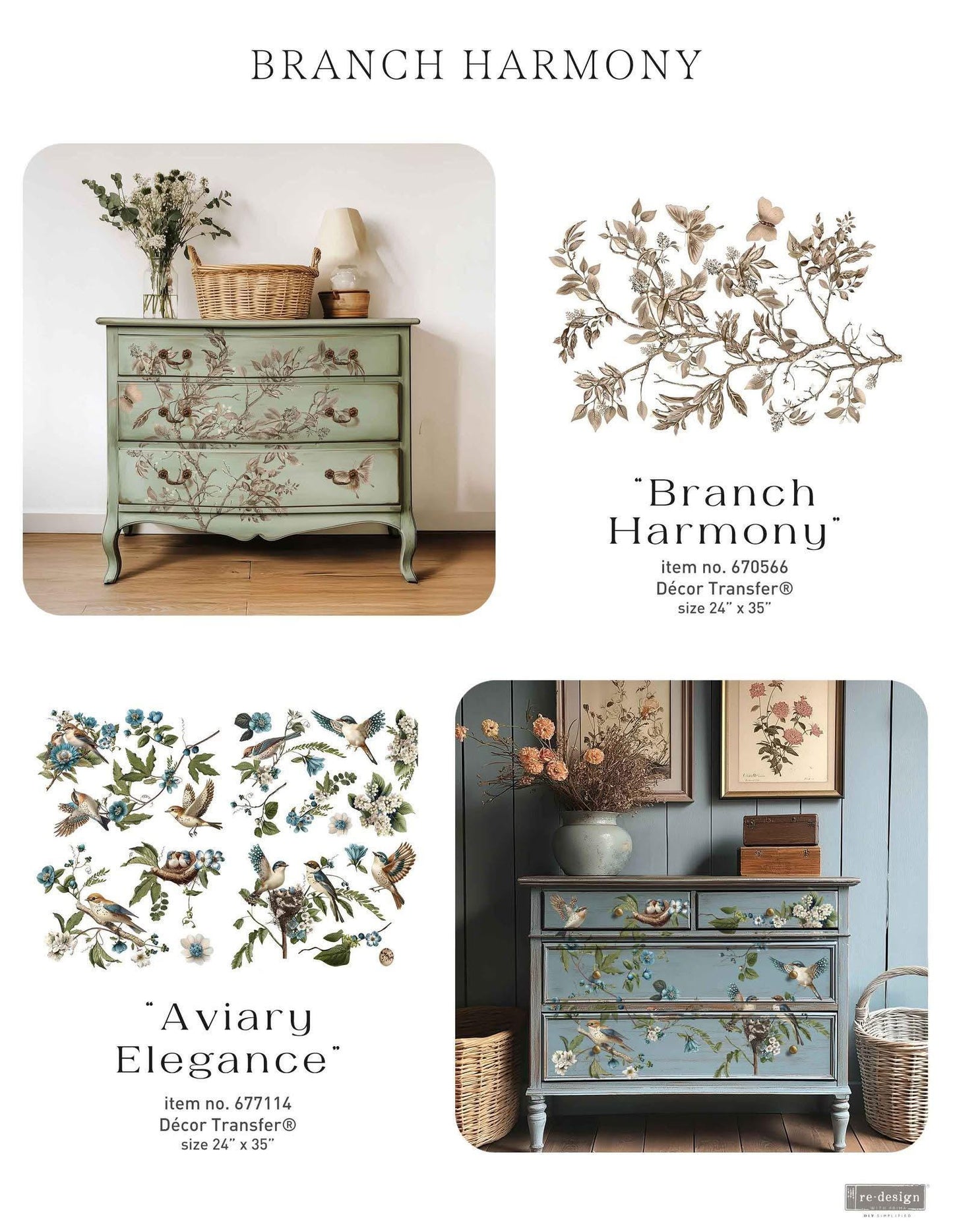Large Decor Transfers® - Aviary Elegance | 24x35”, 4 sheets | Redesign with Prima