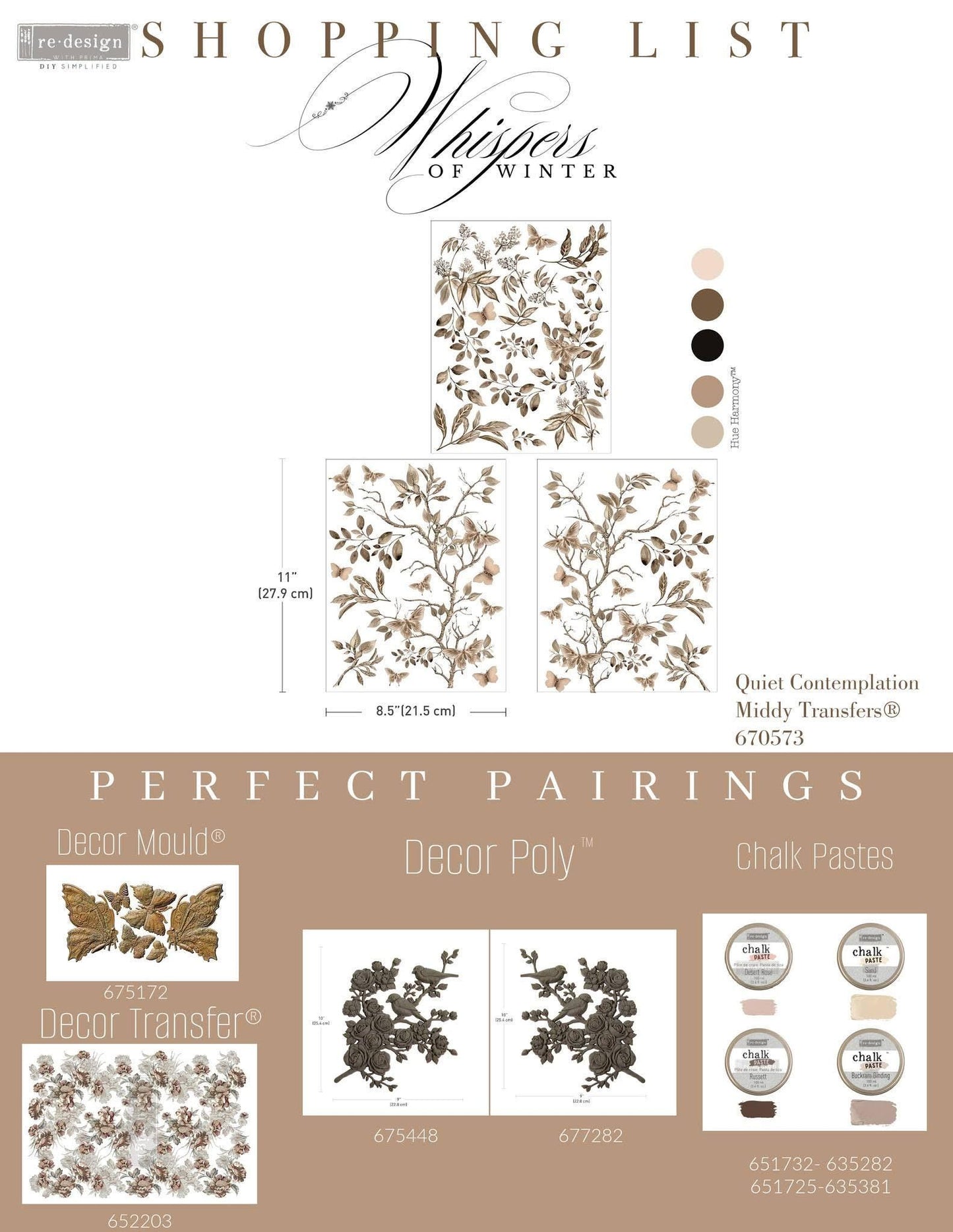 Middy Decor Transfers® - Quiet Contemplation | 3 sheets, 8.5”x11” | Redesign with Prima