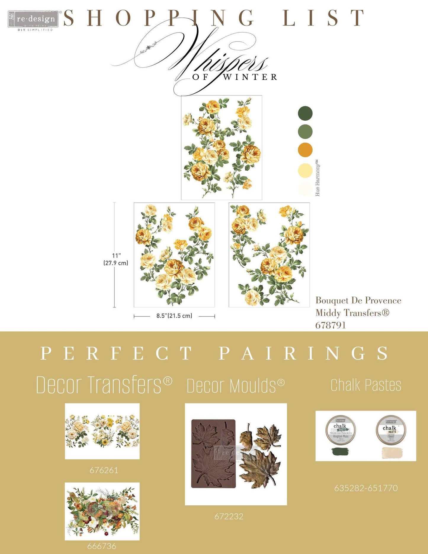 Middy Decor Transfers® - Bouquet de Provence | 3 sheets, 8.5”x11” | Redesign with Prima