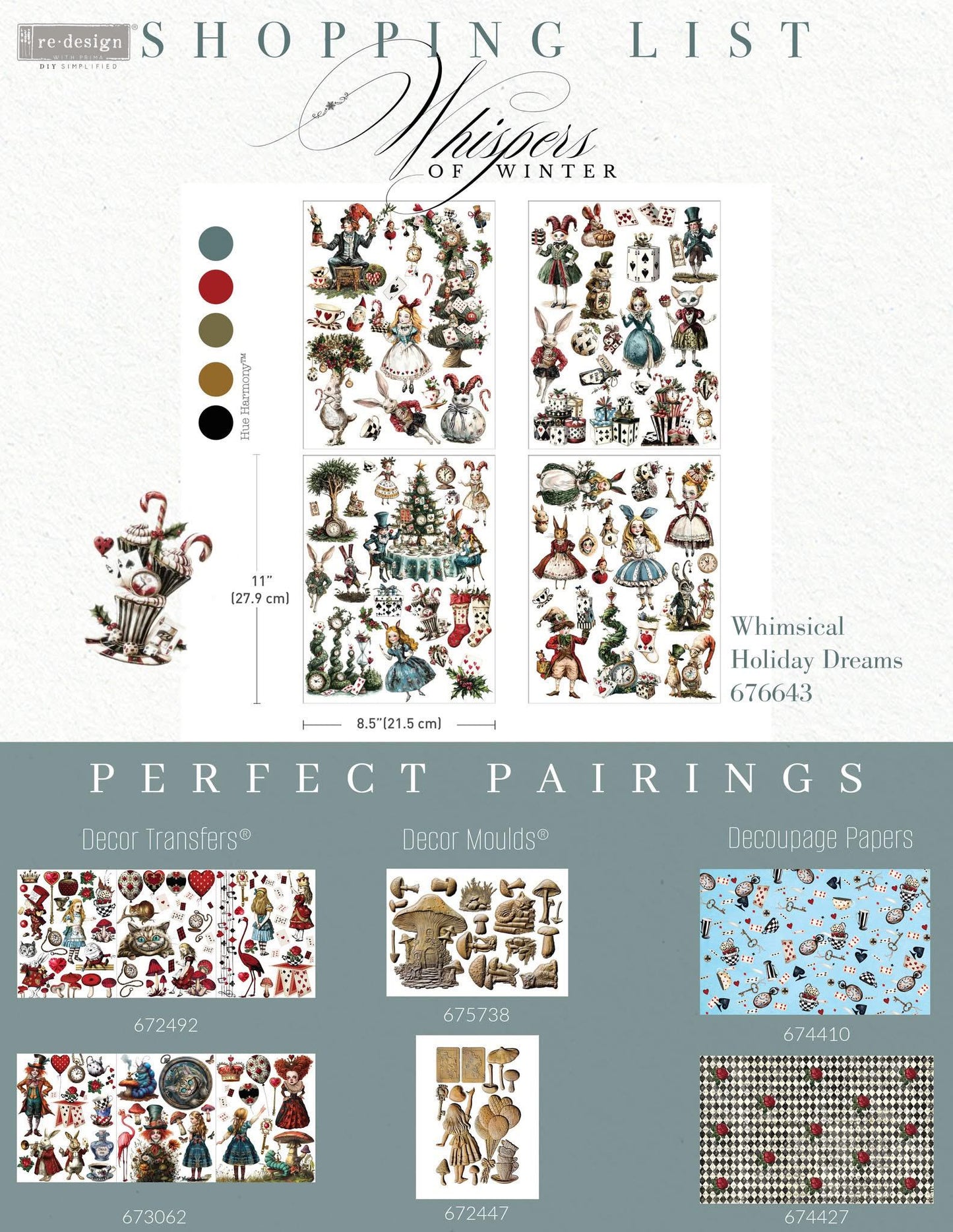Middy Decor Transfers® - Whimsical Holiday Dreams | 4 sheets, 8.5”x11”| Redesign with Prima