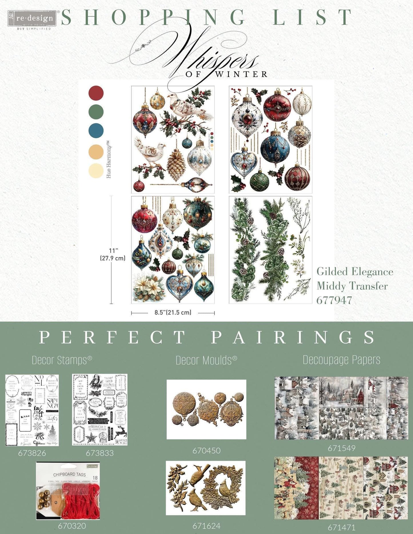 Middy Decor Transfers® - Gilded Elegance  | 8.5”x11”, 4 sheets | Redesign with Prima