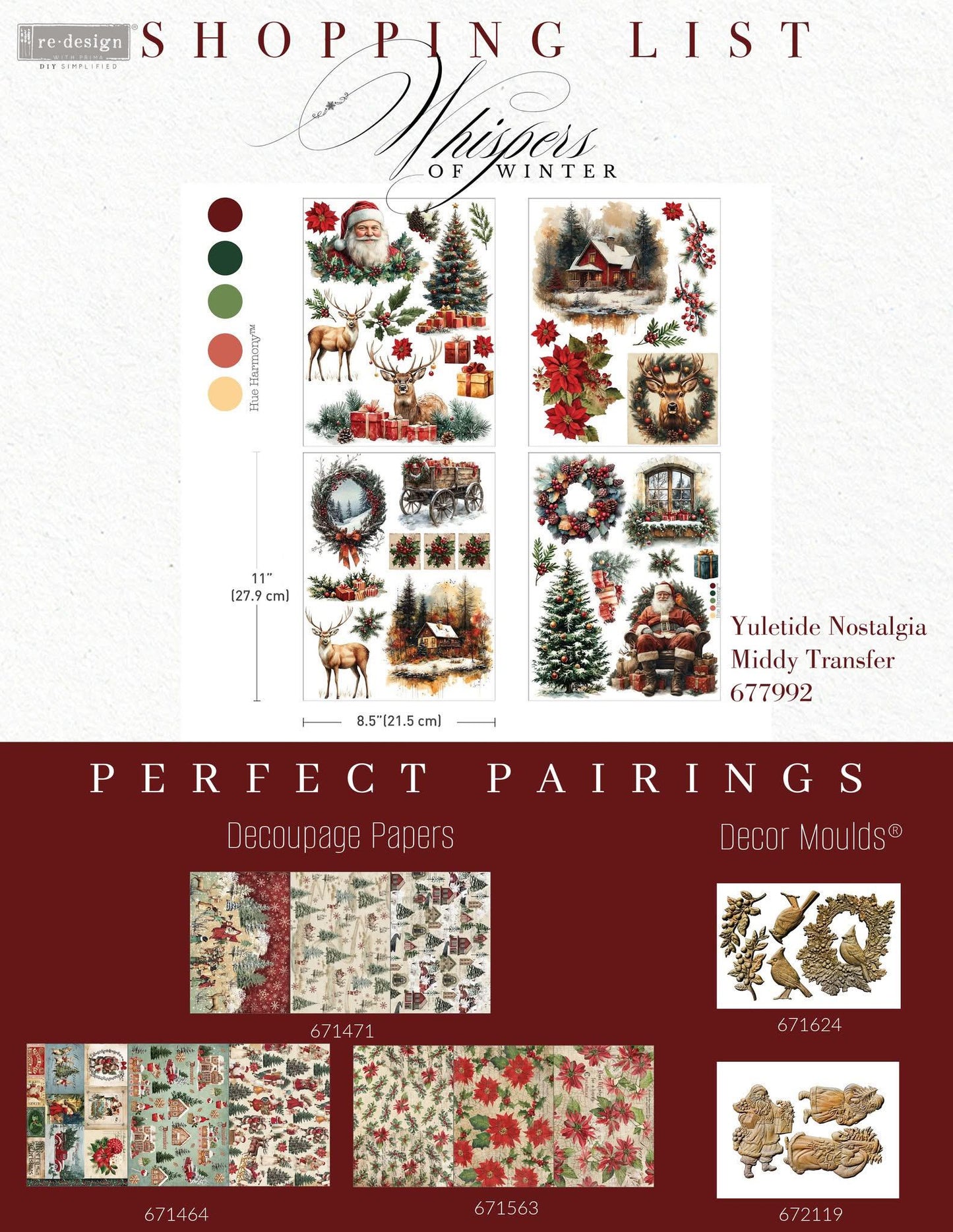 Middy Decor Transfers® - Yuletide Nostaligia | 4 sheets, 8.5”x11” | Redesign with Prima