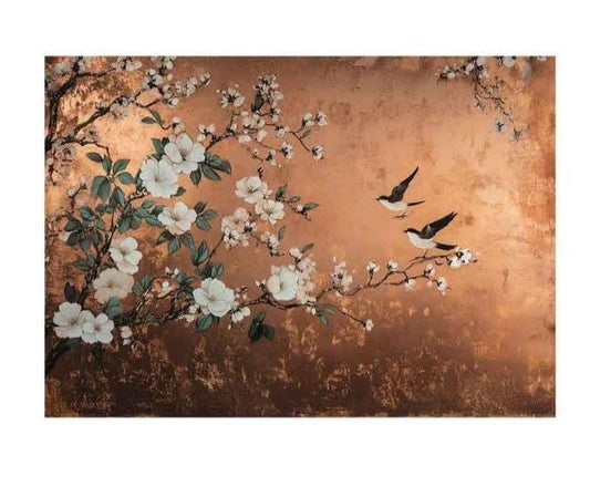 A1 Decoupage Fiber - Feathers in the Glow | 23.4 x 33.1” | Redesign with Prima