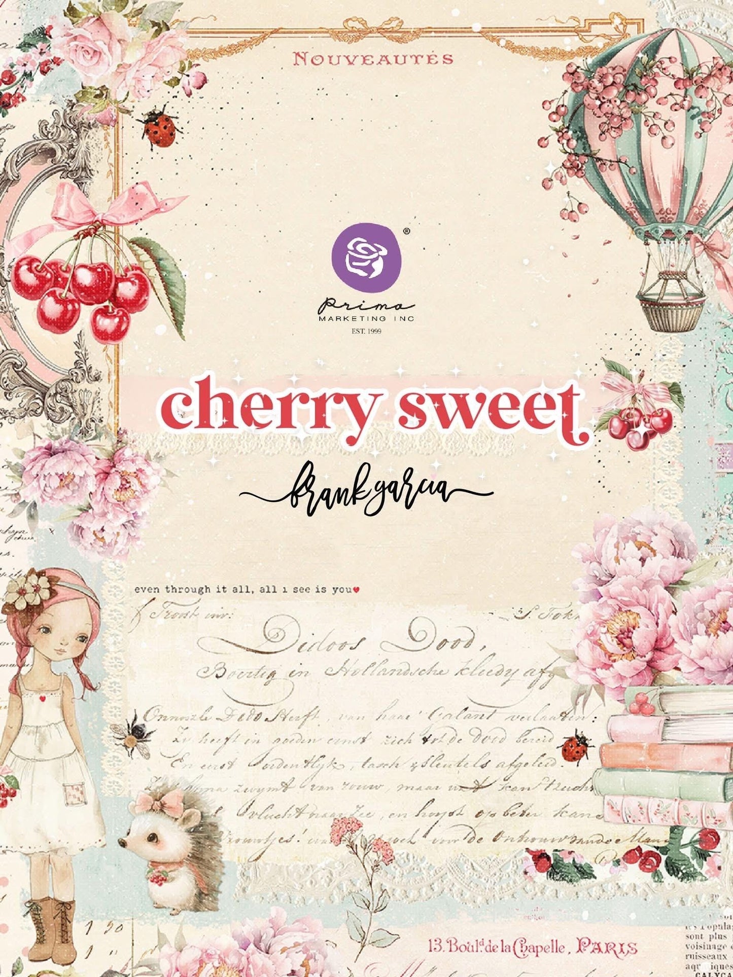 Cherry Sweet Collection Scrapbook Paper, 12”x12” | Dreaming of Pink Skies | Frank Garcia | Prima Marketing Inc