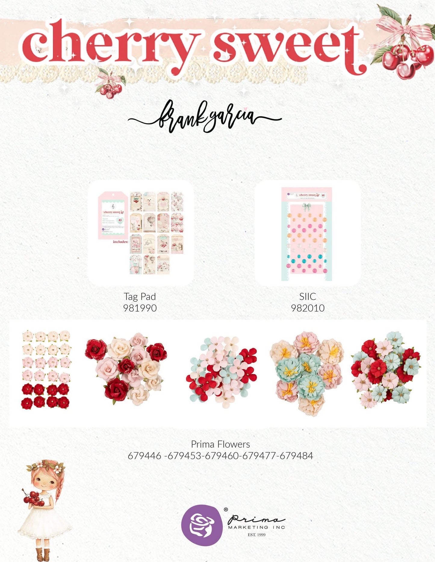 Cherry Sweet Collection Scrapbook Paper, In A Daydream - 12x12 sheet | Frank Garcia | Prima Marketing Inc