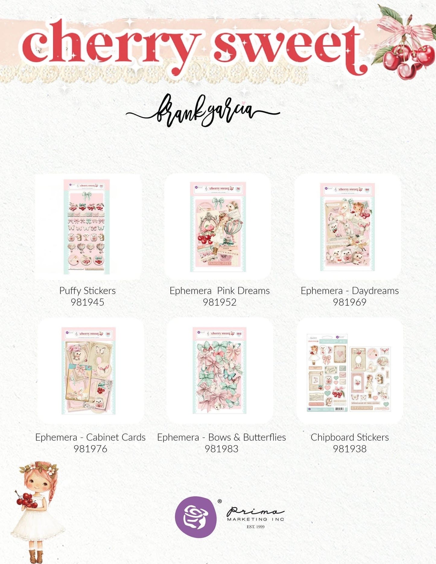 Cherry Sweet Collection Scrapbook Paper, 12”x12” - No Other Place | Frank Garcia | Prima Marketing Inc