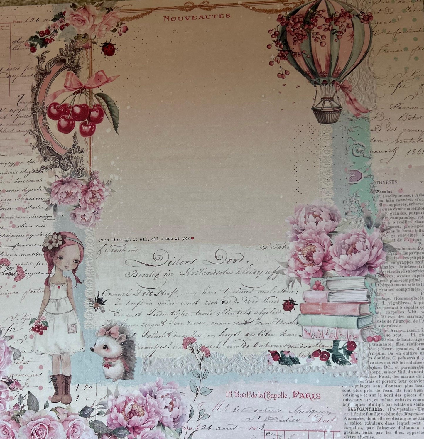 Cherry Sweet Collection 12x12 Scrapbook Sheet – All I See is You | Frank Garcia | Prima Marketing Inc