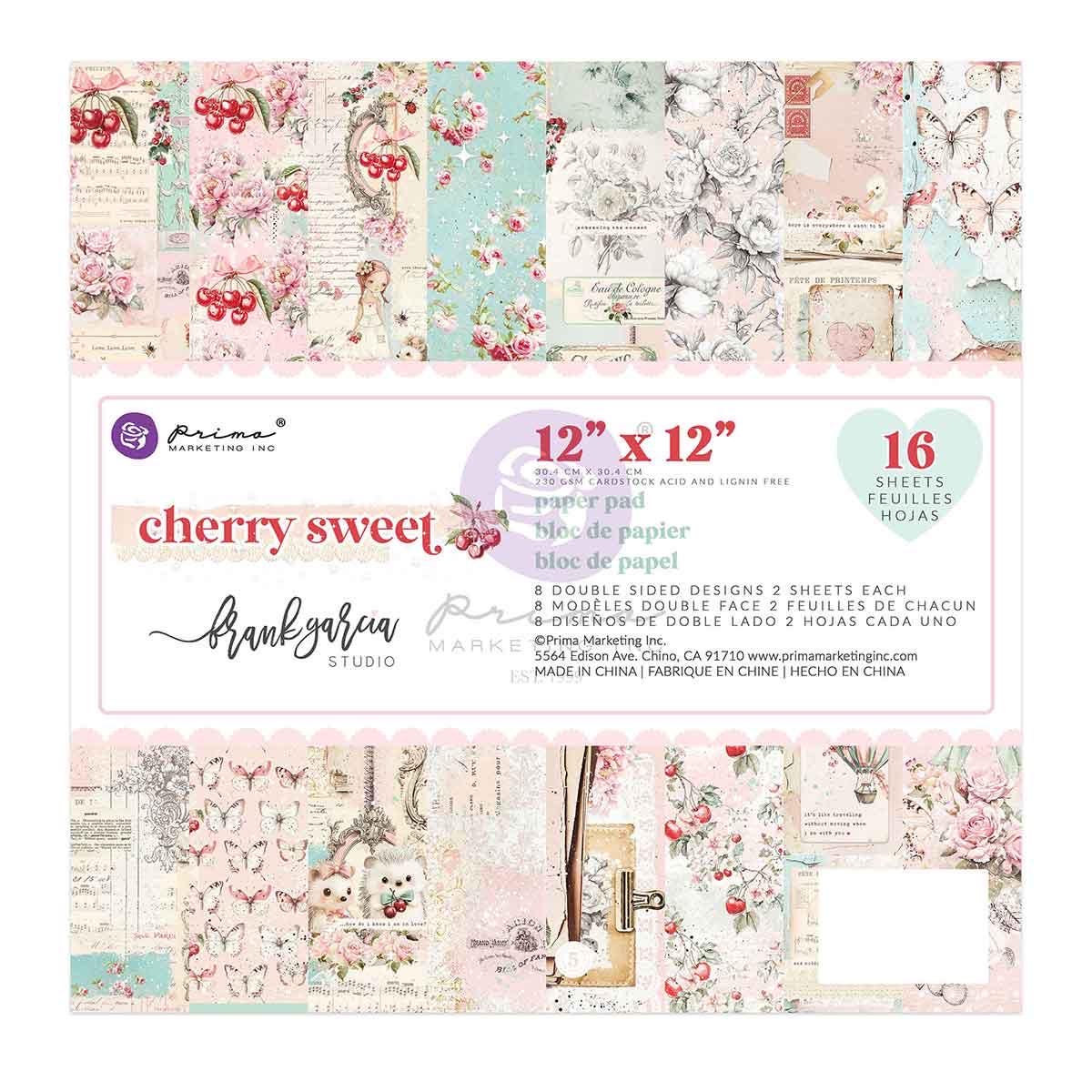 Cherry Sweet Collection Scrapbook Paper, 12 x 12 | All the Stars Shine for You | Frank Garcia | Prima Marketing Inc