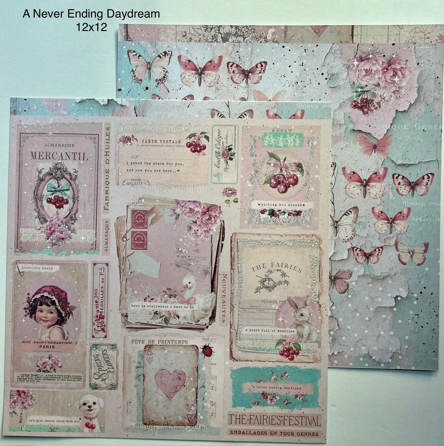 Cherry Sweet Collection Scrapbook Sheet, 12”x12” – A Neverending Daydream | Frank Garcia | Prima Marketing Inc