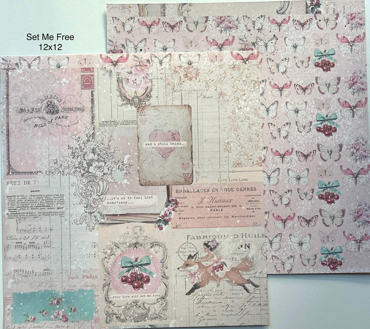 Cherry Sweet Collection Scrapbook Paper, 12”x12” – Set Me Free | Frank Garcia | Prima Marketing Inc