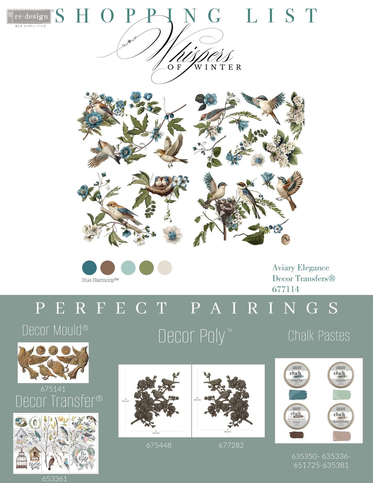 Large Decor Transfers® - Aviary Elegance | 24x35”, 4 sheets | Redesign with Prima