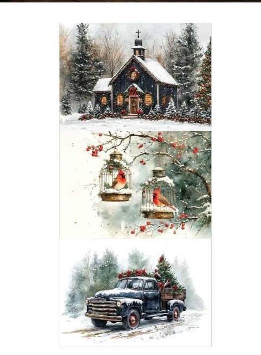 A3 Decoupage Fiber - Christmas Blessings | 3 sht, 11.7” x 16.5” each | Redesign with Prima