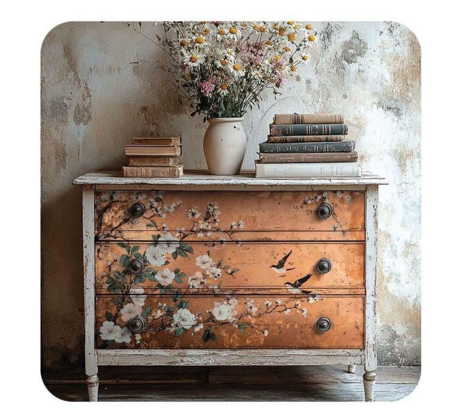 A1 Decoupage Fiber - Feathers in the Glow | 23.4 x 33.1” | Redesign with Prima