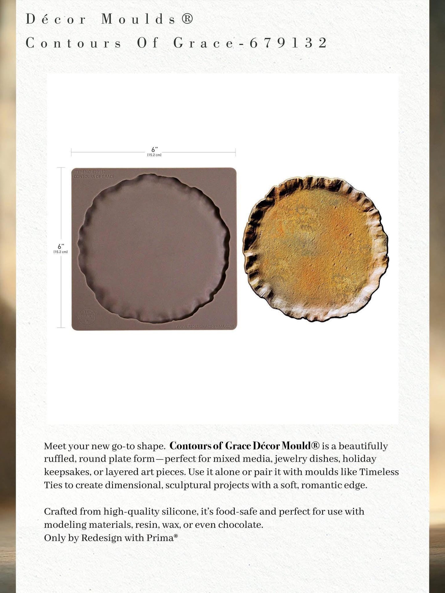 Decor Mould® - Contours of Grace | 6”x6”x8mm | Great for base | Redesign with Prima