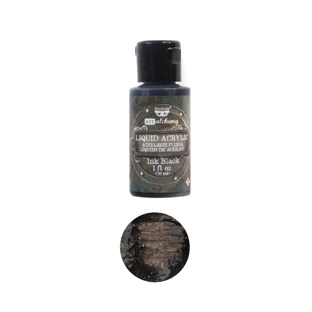 Liquid Acrylic Paint - Ink Black | Finnabair | 1 bottle, 30ml | Redesign with Prima