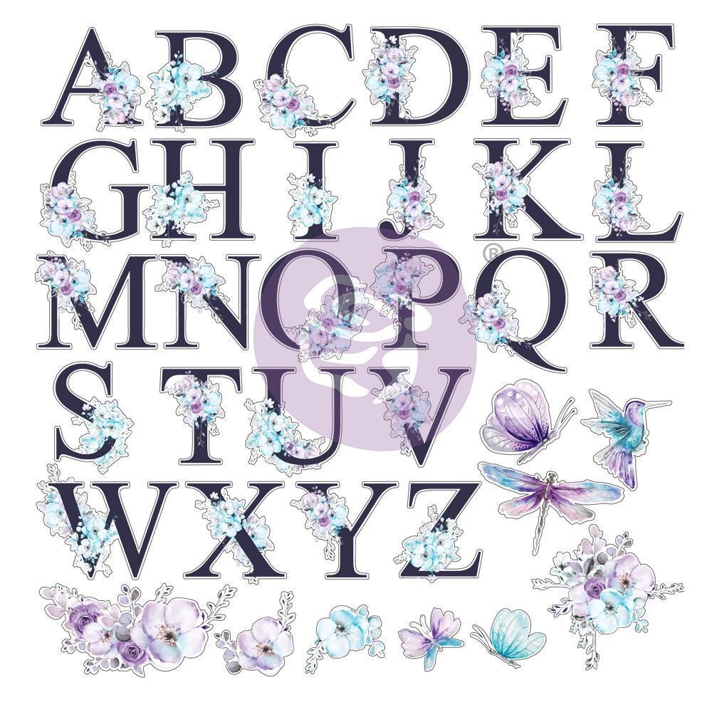Aquarelle Dreams Collection Acetate Alphabet Ephemera, 35 pcs | Prima Marketing Inc.