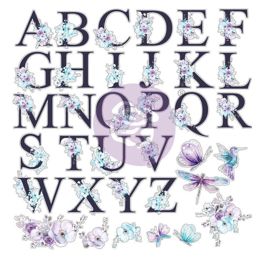 Aquarelle Dreams Collection Acetate Alphabet Ephemera, 35 pcs | Prima Marketing Inc.