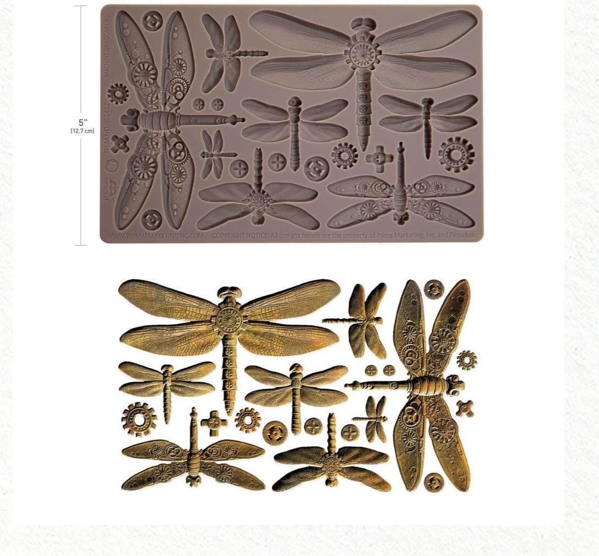 Machine Dragonflies Mould | 1 pc, 5"x8" | Industrial | Finnabair