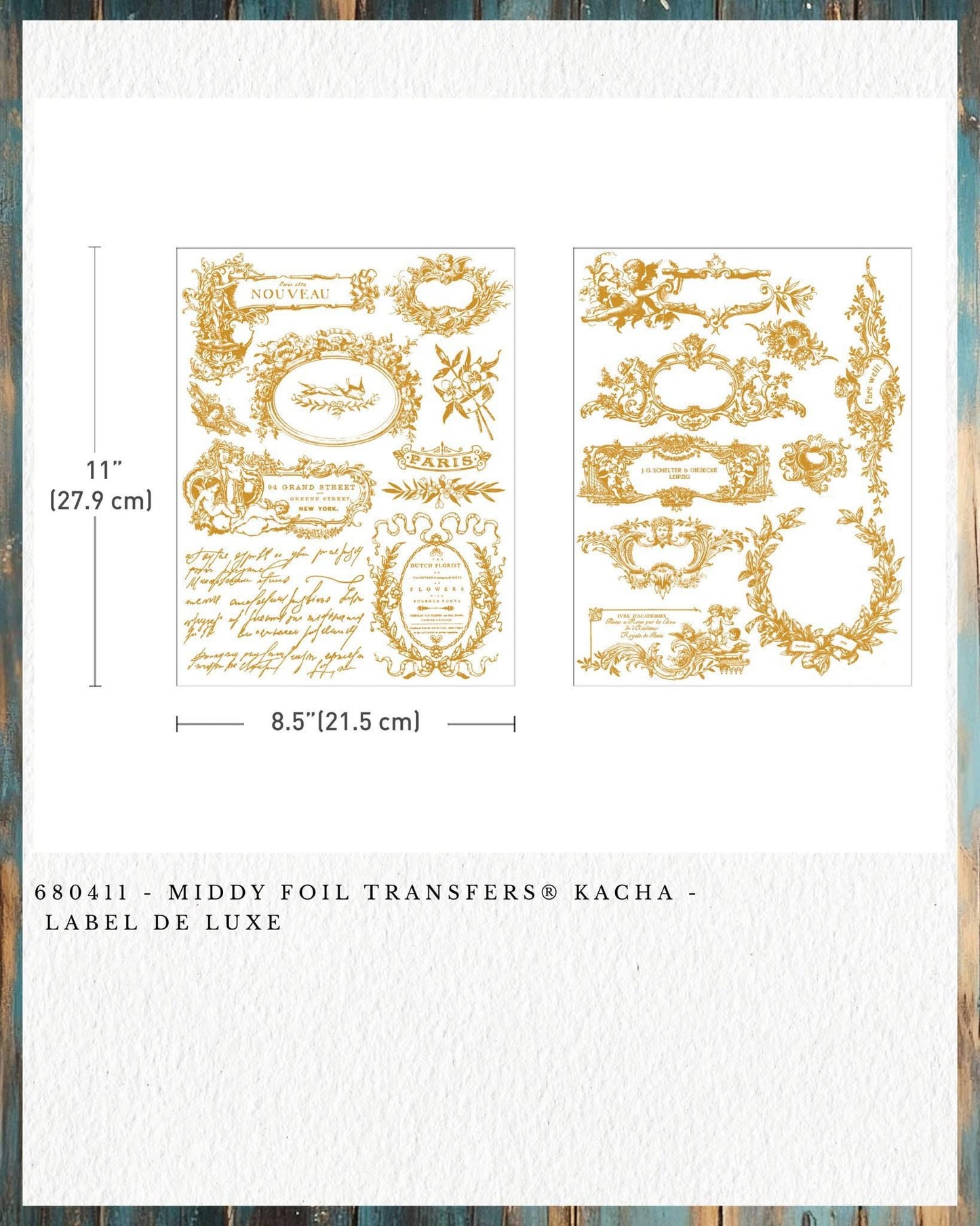 Middy Decor Transfers® - Label De Luxe Foil | Kacha | 2 sheets, 8.5 x 11” | Redesign with Prima