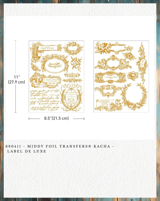 Middy Decor Transfers® - Label De Luxe Foil | Kacha | 2 sheets, 8.5 x 11” | Redesign with Prima