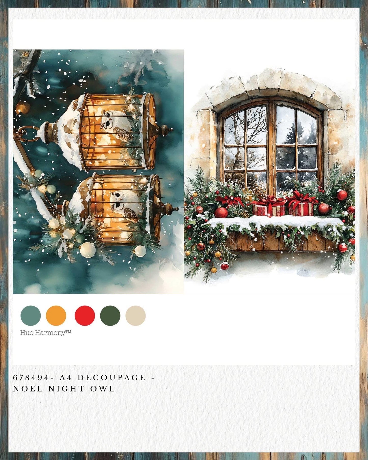 A4 Decoupage Fiber - Noel Night Owl | 1 sheet, 8.3"x11.7" | Redesign with Prima