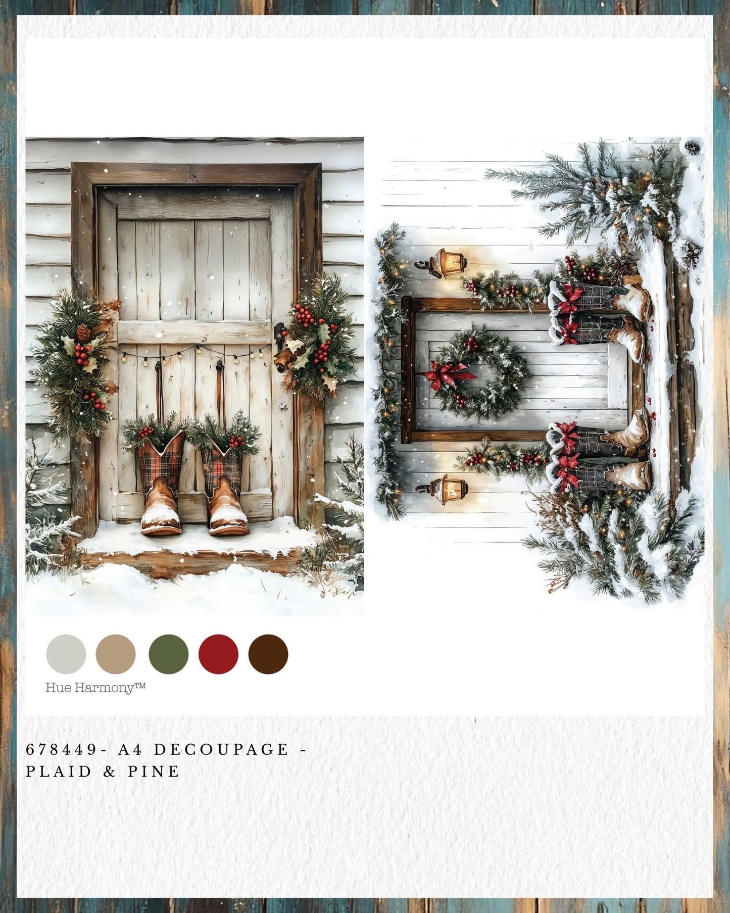 A4 Decoupage Fiber - Plaid and Pine | 1 sheet, 8.3"x11.7" | Redesign with Prima