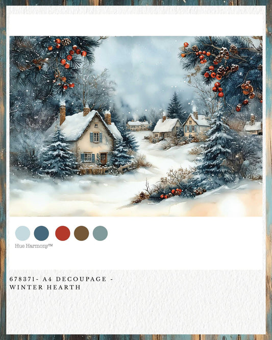 A4 Decoupage Fiber - Winter Hearth | 8.3"x11.7"| Redesign with Prima