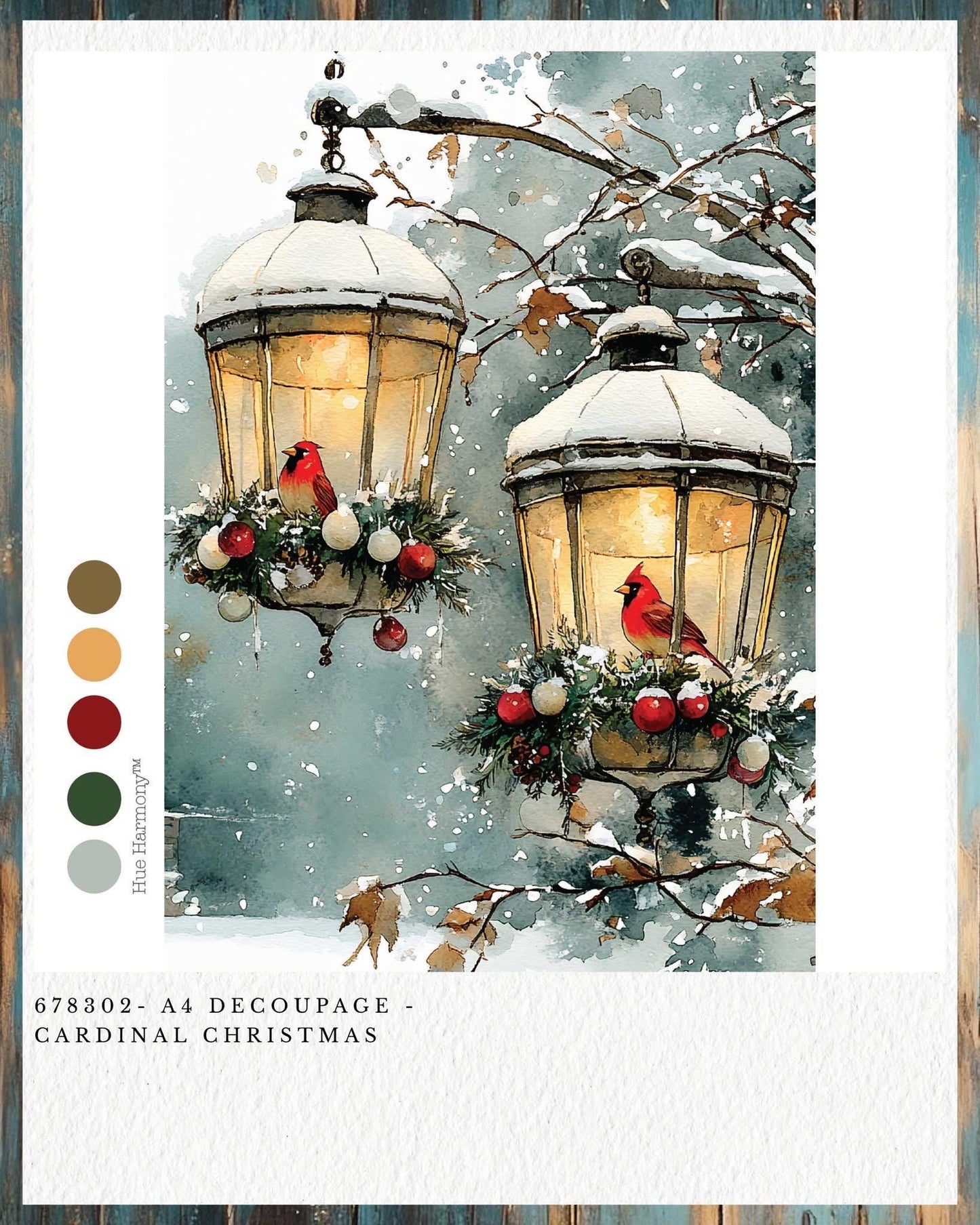 A4 Decoupage Fiber - Cardinal Christmas | 1 sheet, 8.3"x11.7" | Redesign with Prima