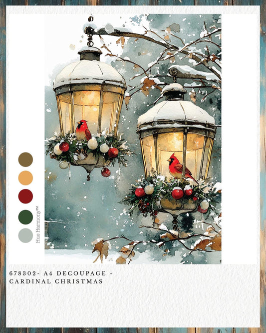 A4 Decoupage Fiber - Cardinal Christmas | 1 sheet, 8.3"x11.7" | Redesign with Prima